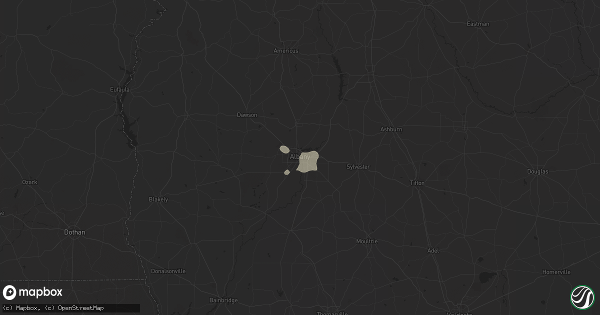 Hail map in Albany, GA on June 10, 2025