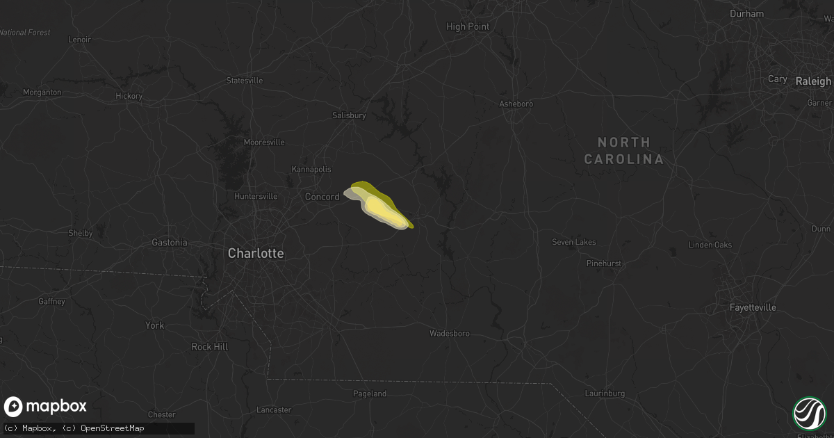 Hail map in Albemarle, NC on June 10, 2025