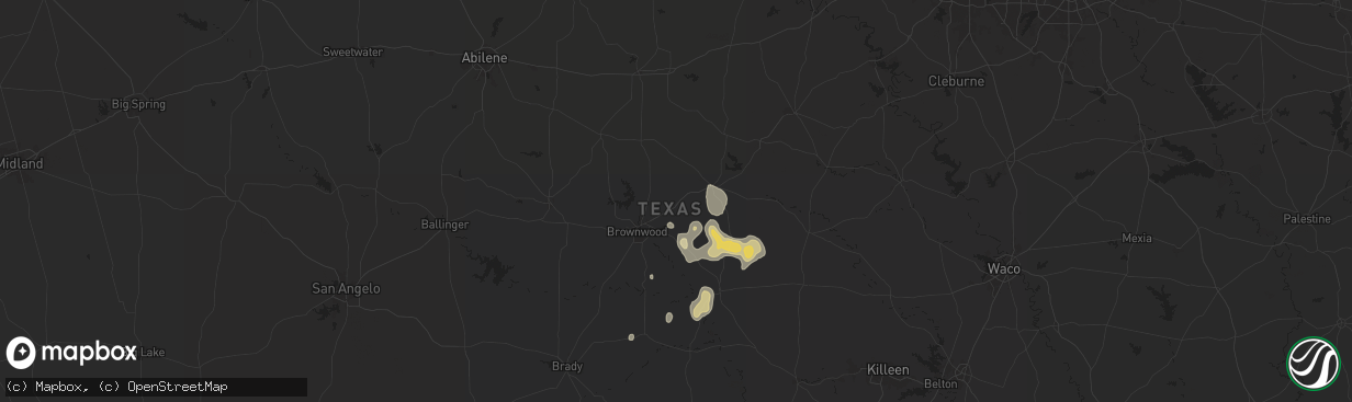 Hail map in Blanket, TX on June 10, 2025