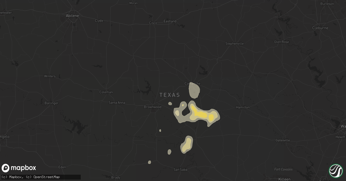 Hail map in Blanket, TX on June 10, 2025