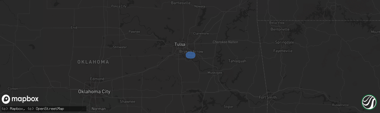 Hail map in Broken Arrow, OK on June 10, 2025