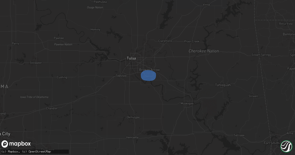 Hail map in Broken Arrow, OK on June 10, 2025