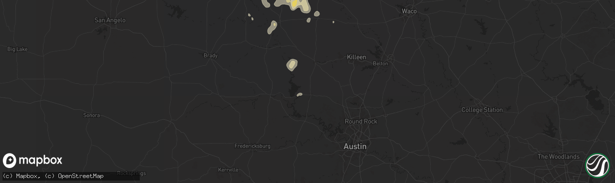 Hail map in Burnet, TX on June 10, 2025