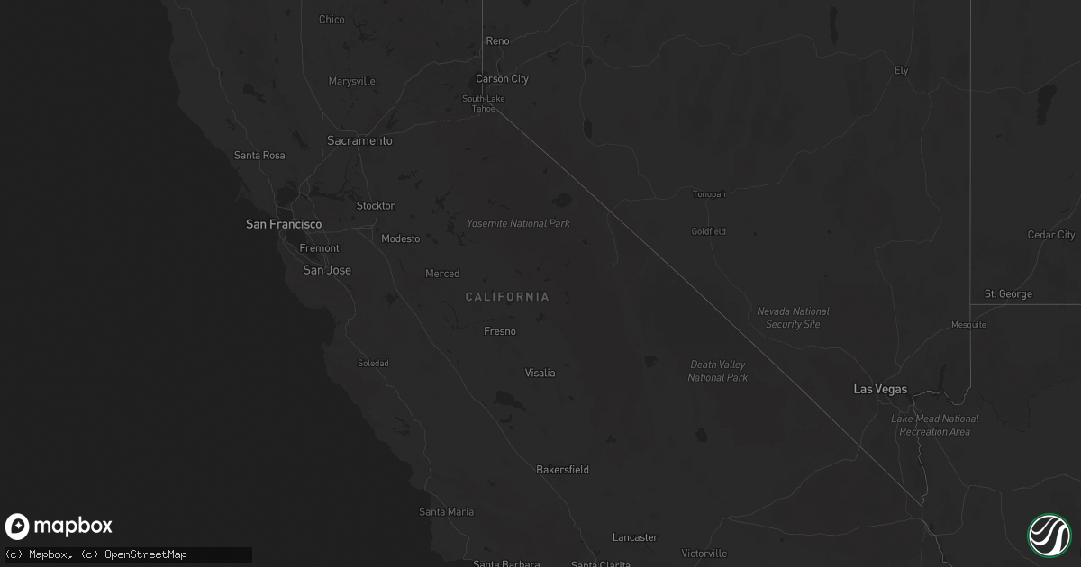 Hail map in California on June 10, 2025