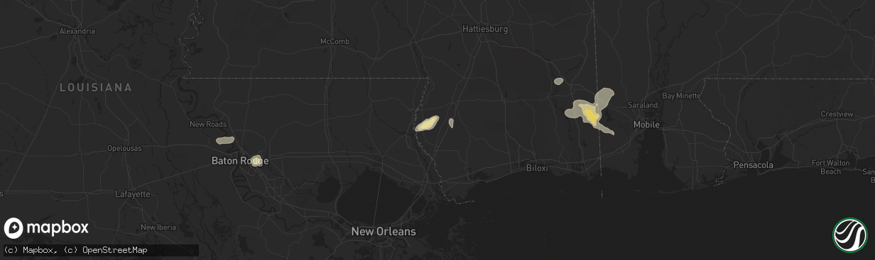 Hail map in Carriere, MS on June 10, 2025