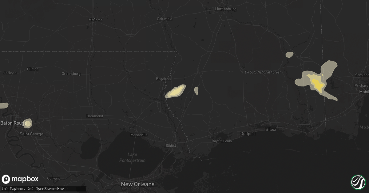 Hail map in Carriere, MS on June 10, 2025