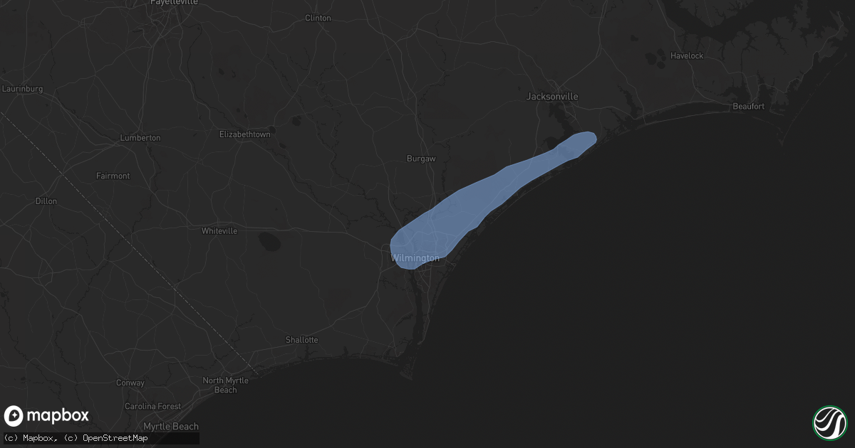 Hail map in Castle Hayne, NC on June 10, 2025