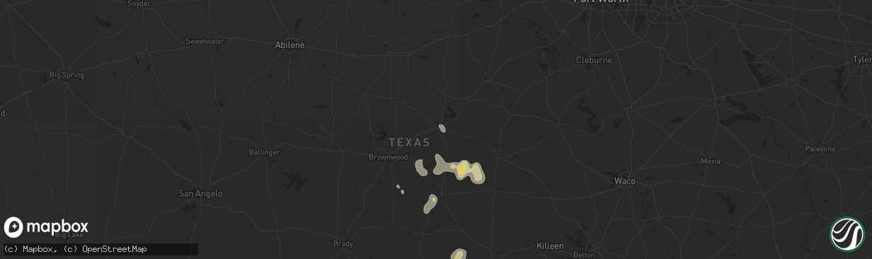 Hail map in Comanche, TX on June 10, 2025
