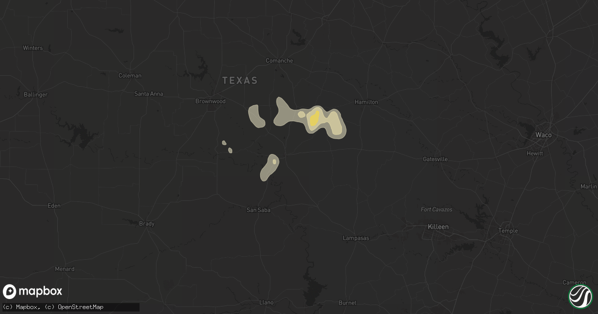 Hail map in Goldthwaite, TX on June 10, 2025