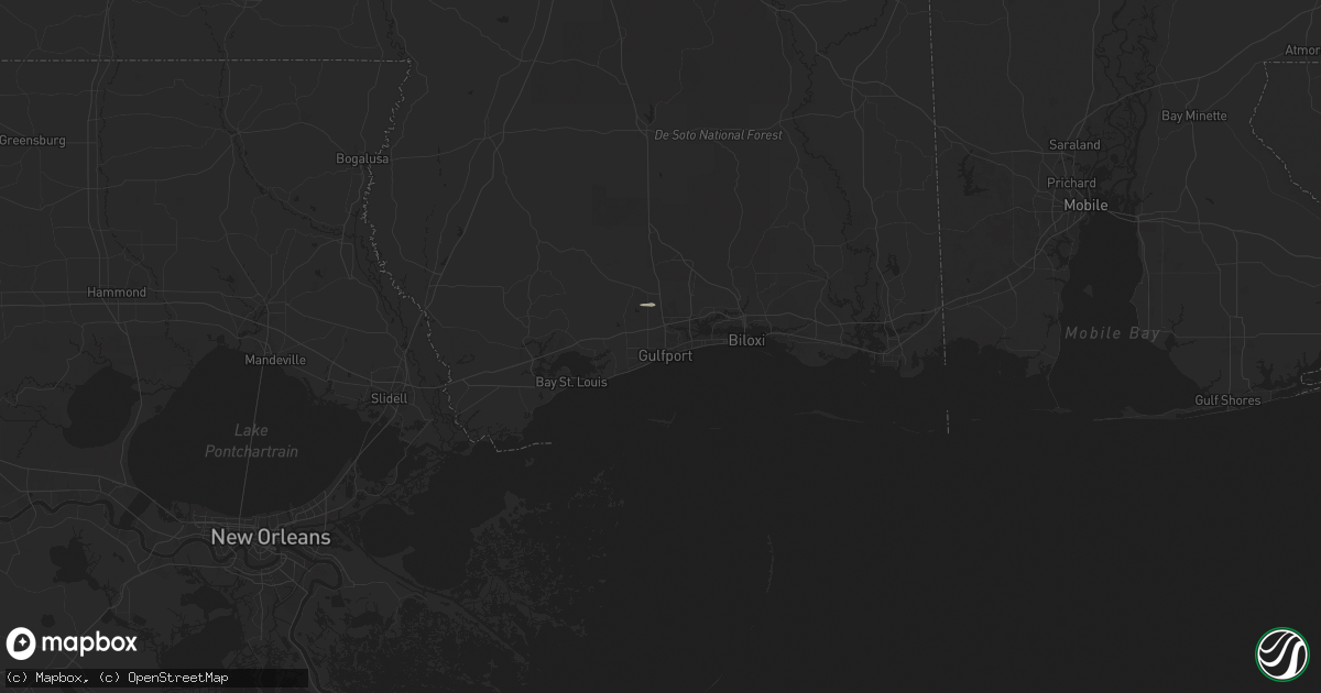 Hail map in Gulfport, MS on June 10, 2025