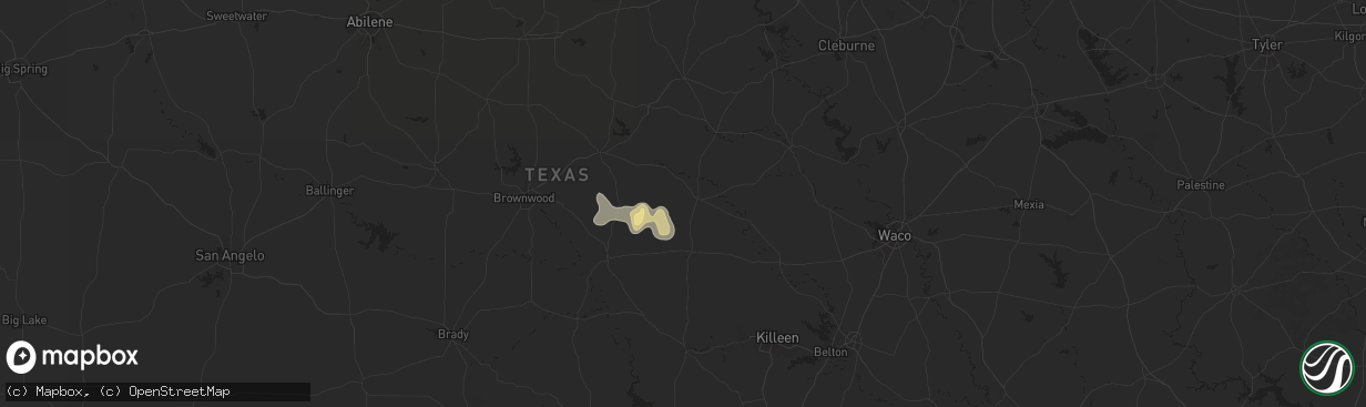 Hail map in Hamilton, TX on June 10, 2025