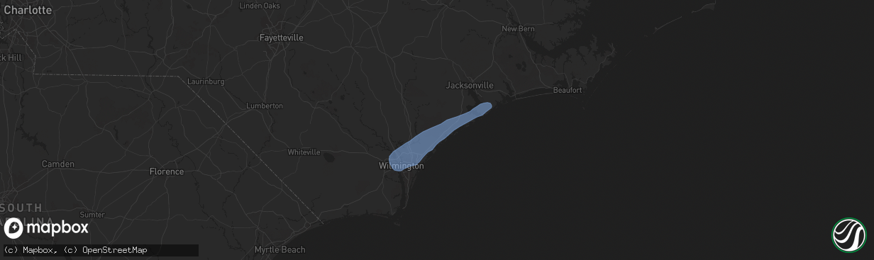 Hail map in Hampstead, NC on June 10, 2025
