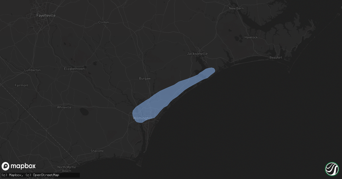 Hail map in Hampstead, NC on June 10, 2025