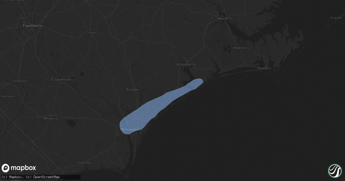 Hail map in Holly Ridge, NC on June 10, 2025