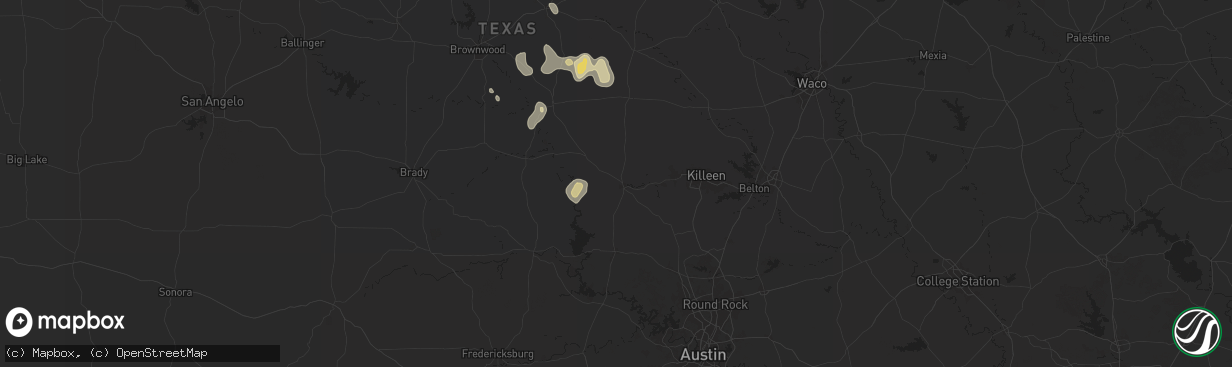 Hail map in Lampasas, TX on June 10, 2025