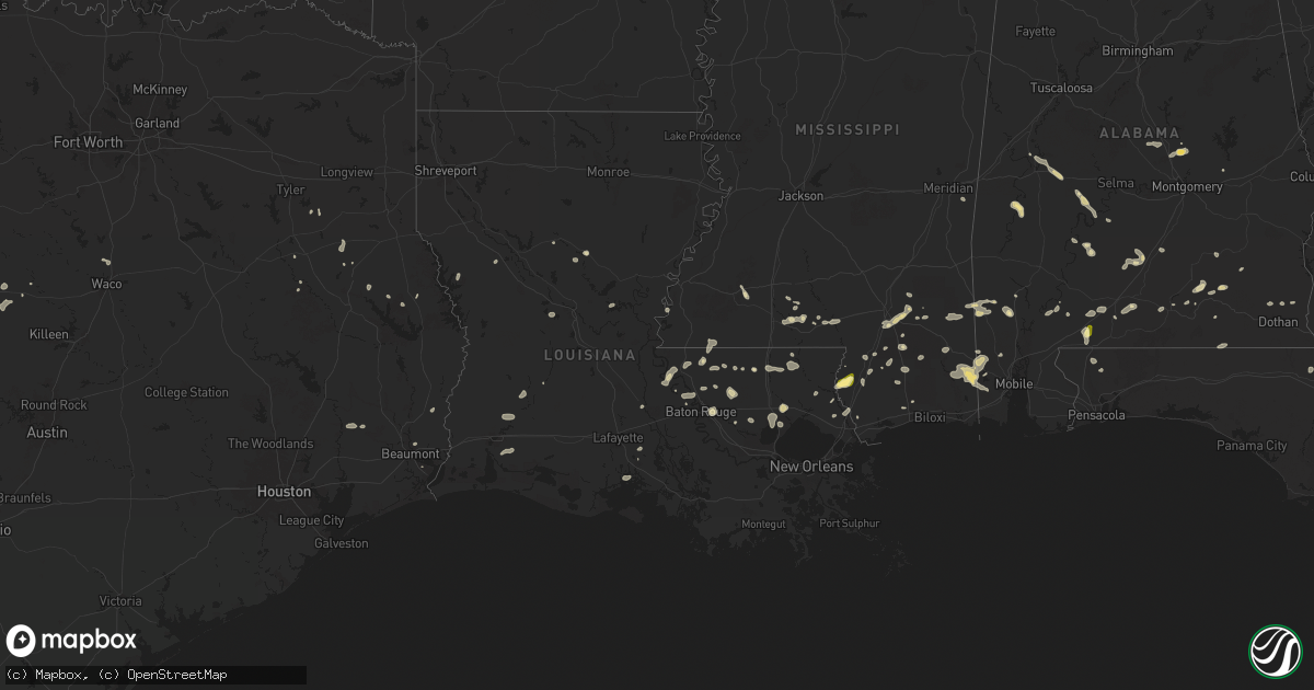 Hail map in Louisiana on June 10, 2025