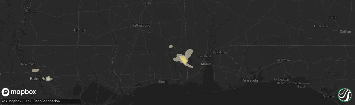 Hail map in Lucedale, MS on June 10, 2025