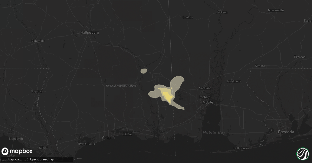 Hail map in Lucedale, MS on June 10, 2025