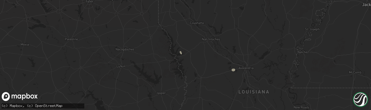 Hail map in Many, LA on June 10, 2025
