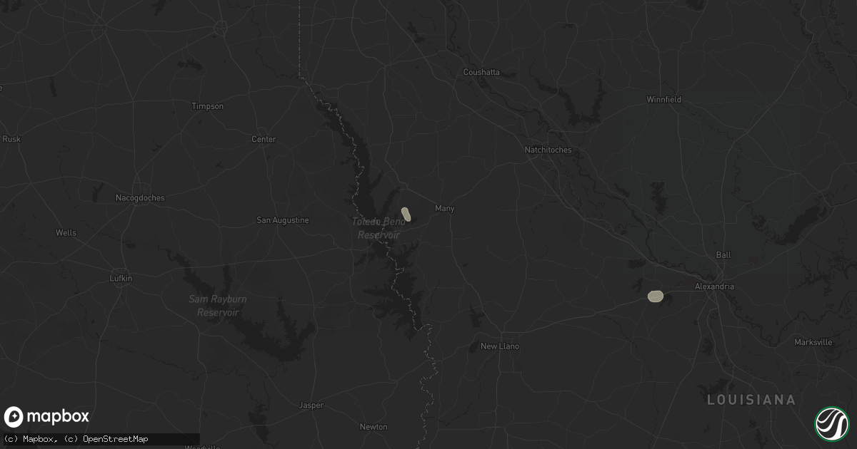 Hail map in Many, LA on June 10, 2025