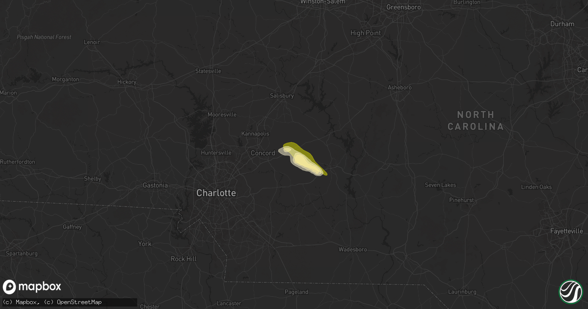 Hail map in Mount Pleasant, NC on June 10, 2025