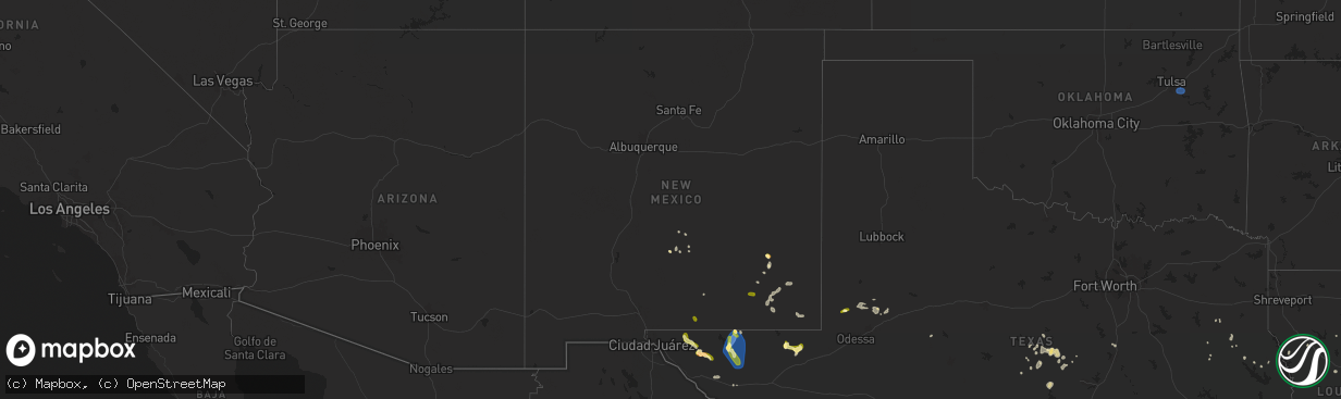 Hail map in New Mexico on June 10, 2025