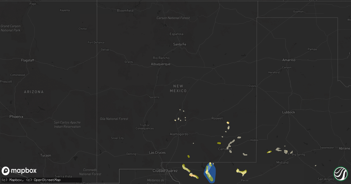 Hail map in New Mexico on June 10, 2025