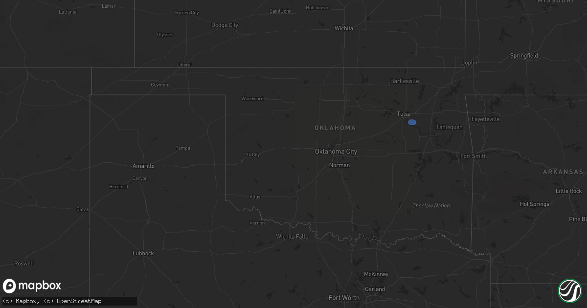 Hail map in Oklahoma on June 10, 2025