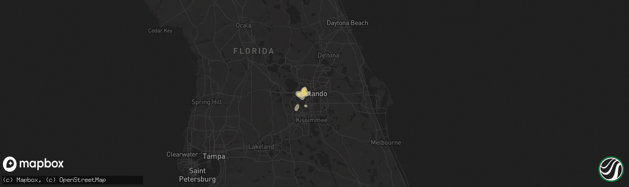 Hail map in Orlando, FL on June 10, 2025