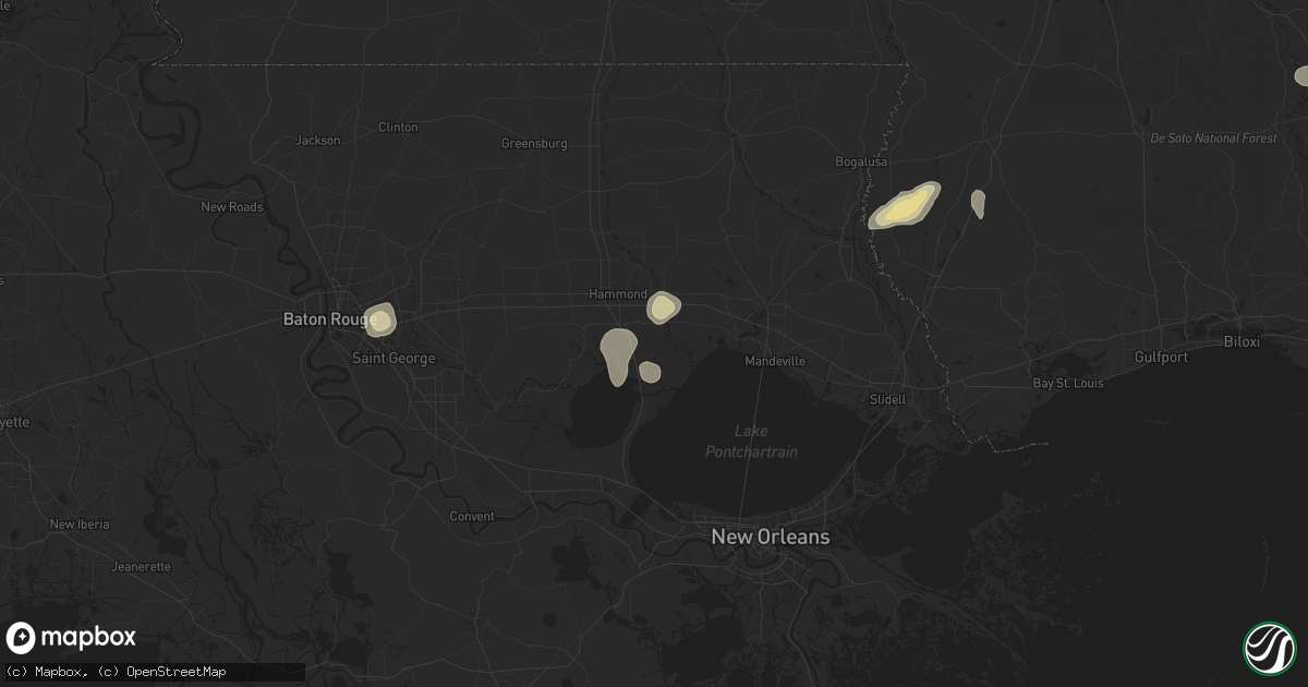 Hail map in Ponchatoula, LA on June 10, 2025