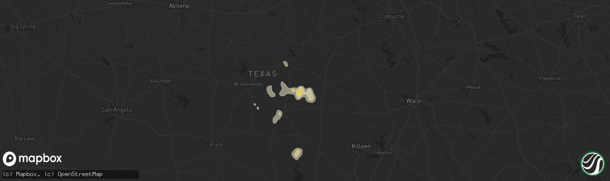 Hail map in Pottsville, TX on June 10, 2025