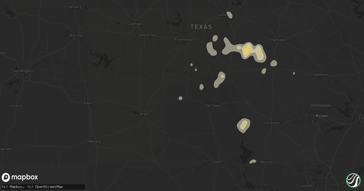 Hail map in Richland Springs, TX on June 10, 2025