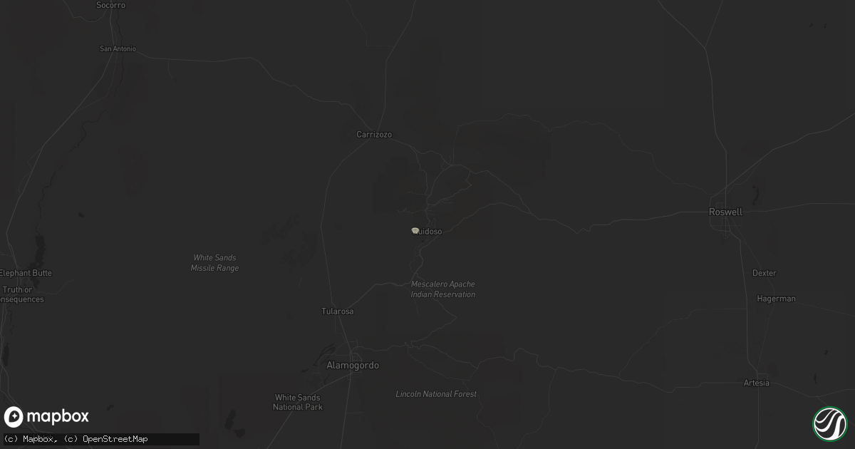 Hail map in Ruidoso, NM on June 10, 2025