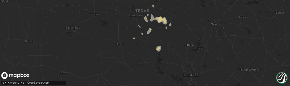 Hail map in San Saba, TX on June 10, 2025
