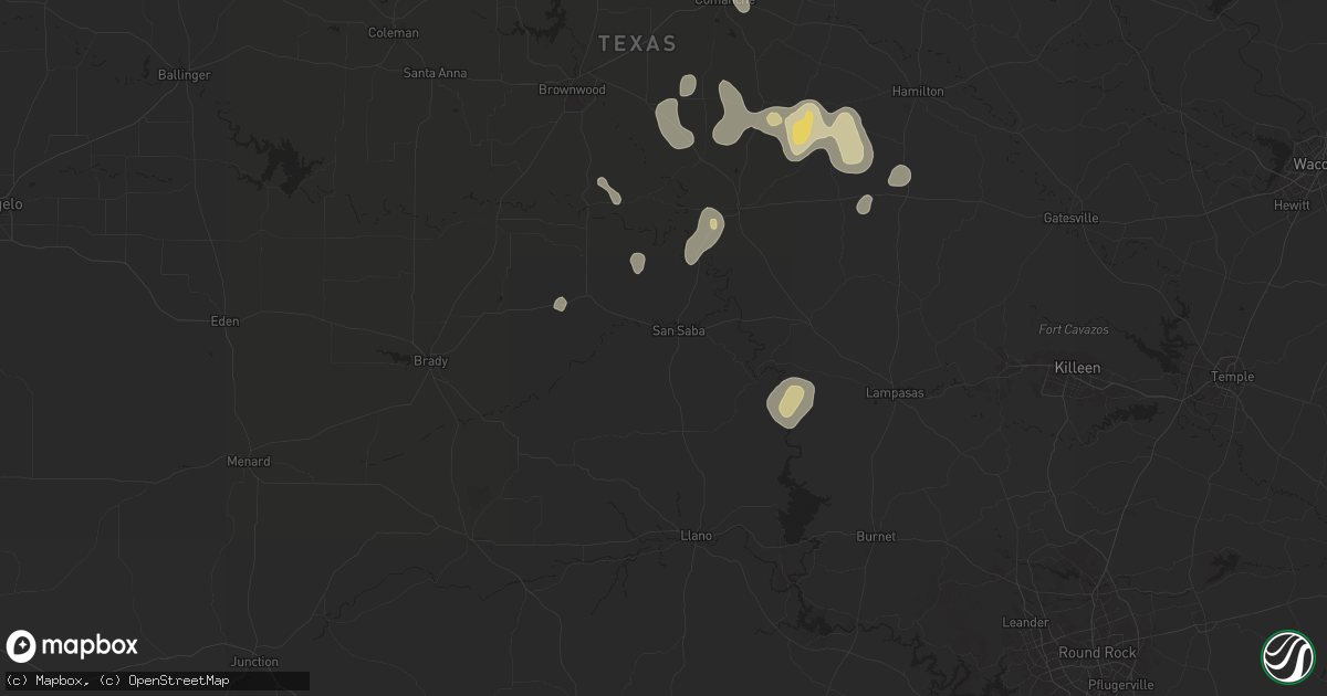 Hail map in San Saba, TX on June 10, 2025