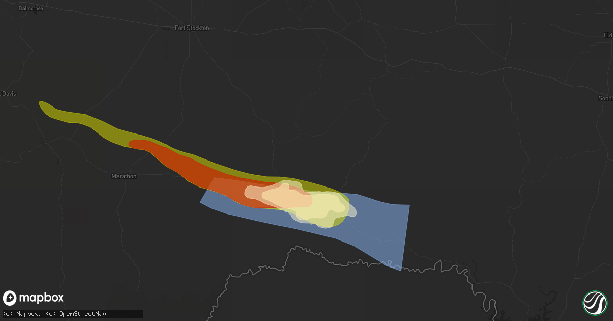 Hail map in Sanderson, TX on June 10, 2025