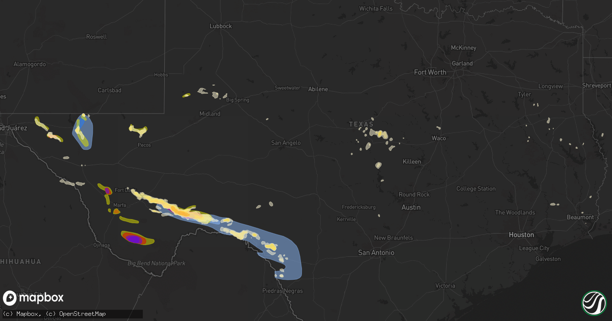 Hail map in Texas on June 10, 2025
