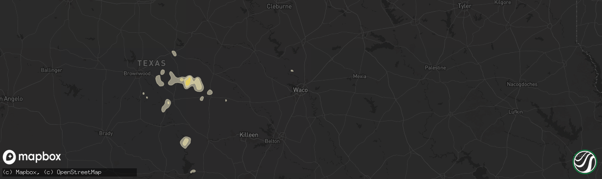 Hail map in Waco, TX on June 10, 2025