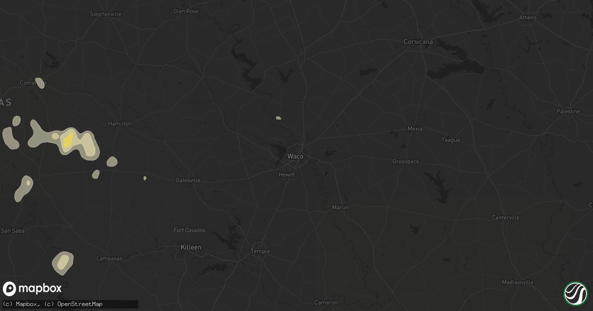 Hail map in Waco, TX on June 10, 2025