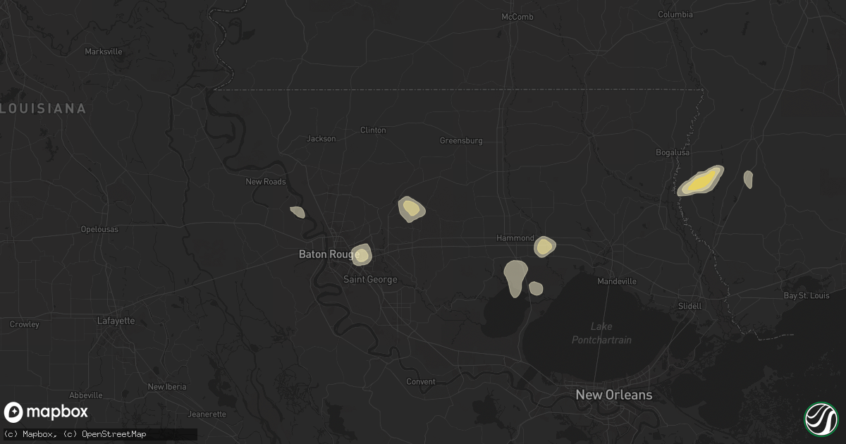 Hail map in Walker, LA on June 10, 2025