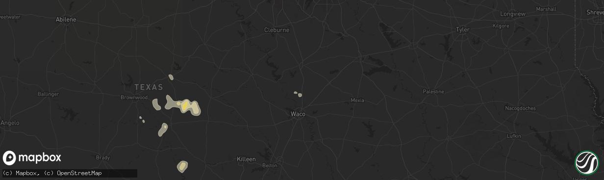 Hail map in West, TX on June 10, 2025