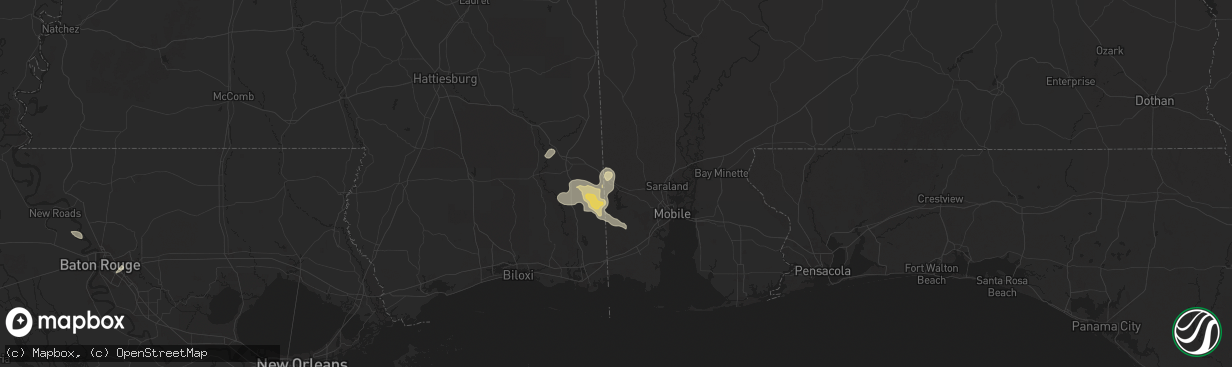 Hail map in Wilmer, AL on June 10, 2025