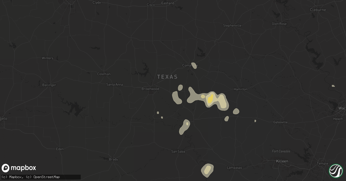 Hail map in Zephyr, TX on June 10, 2025