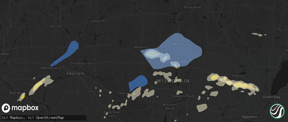 Hail map in Abbotsford, WI on June 10, 2026