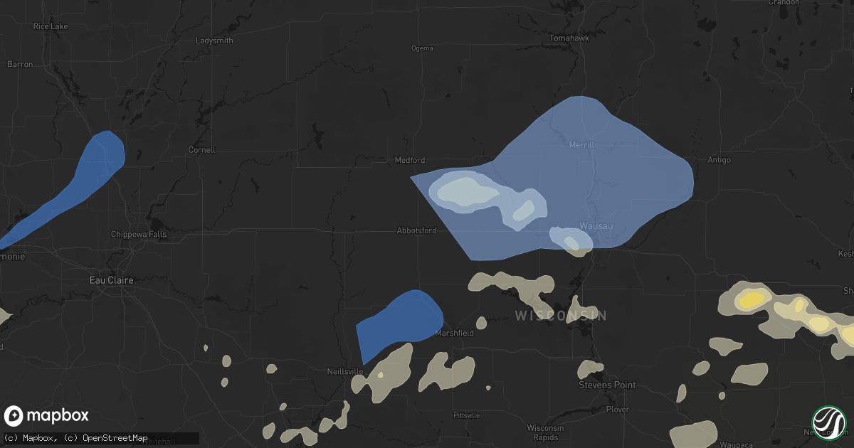 Hail map in Abbotsford, WI on June 10, 2026