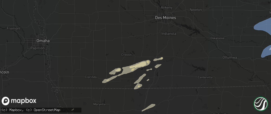 Hail map in Afton, IA on June 10, 2026