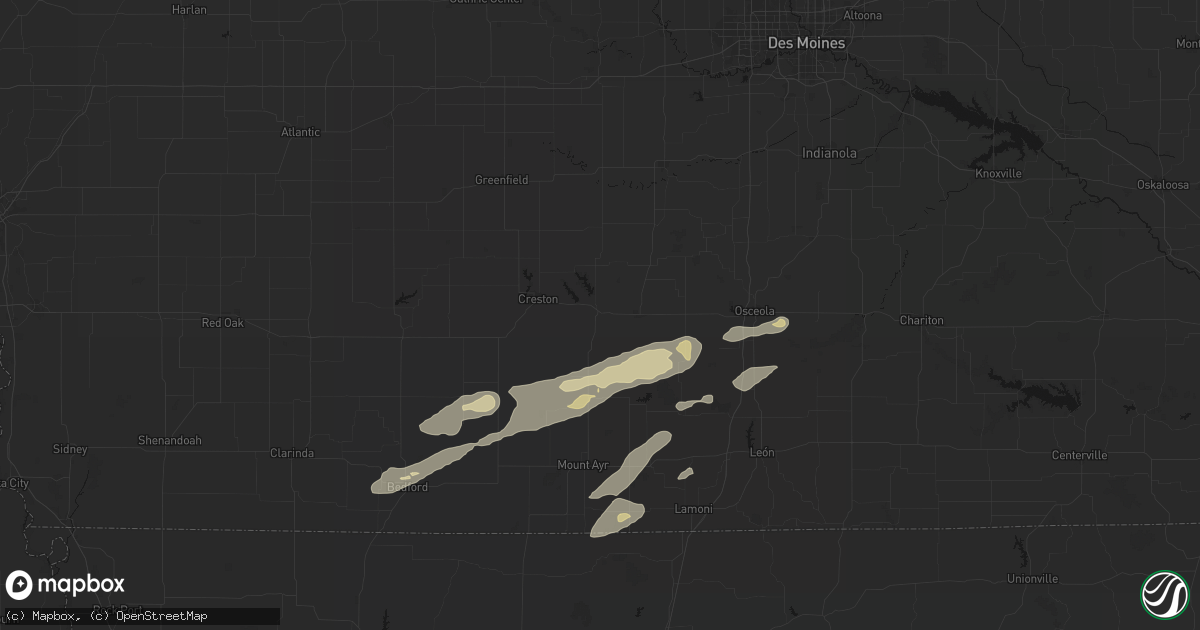 Hail map in Afton, IA on June 10, 2026