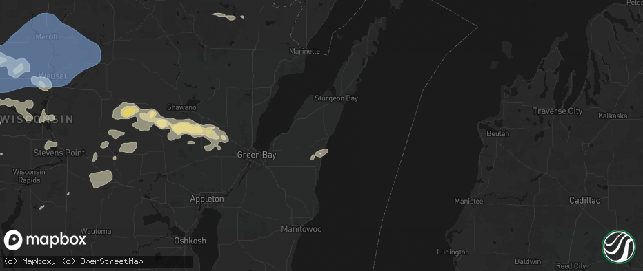 Hail map in Algoma, WI on June 10, 2026