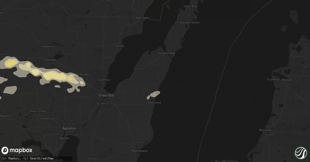 Hail map in Algoma, WI on June 10, 2026