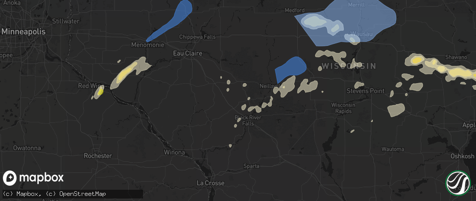 Hail map in Alma Center, WI on June 10, 2026